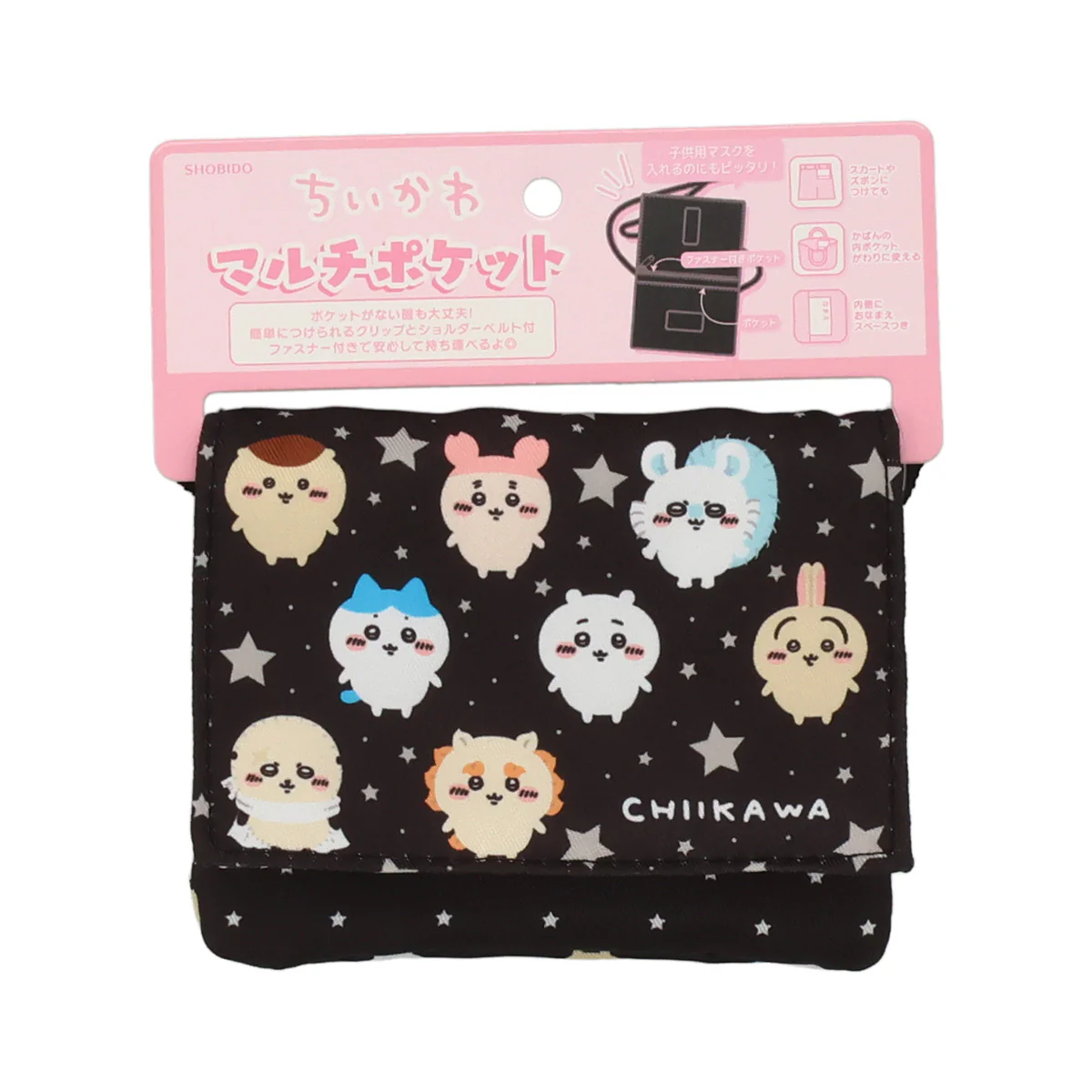 ちいかわ ショルダー付マルチポケット BK - Image 3