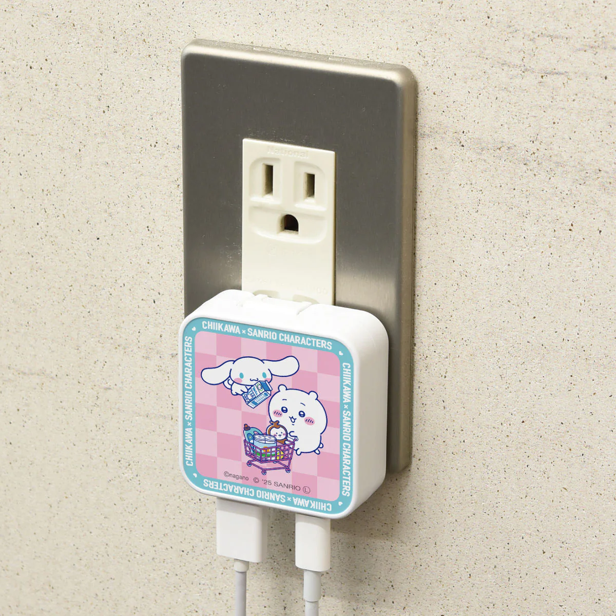 ちいかわ×サンリオキャラクターズ スーパーマーケットなUSB/USB Type-C ACアダプタ(ちいかわ&シナモロール) - Image 2