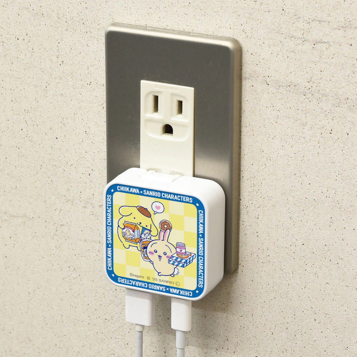 ちいかわ×サンリオキャラクターズ スーパーマーケットなUSB／USB Type-C ACアダプタ（うさぎ＆ポムポムプリン） - Image 2