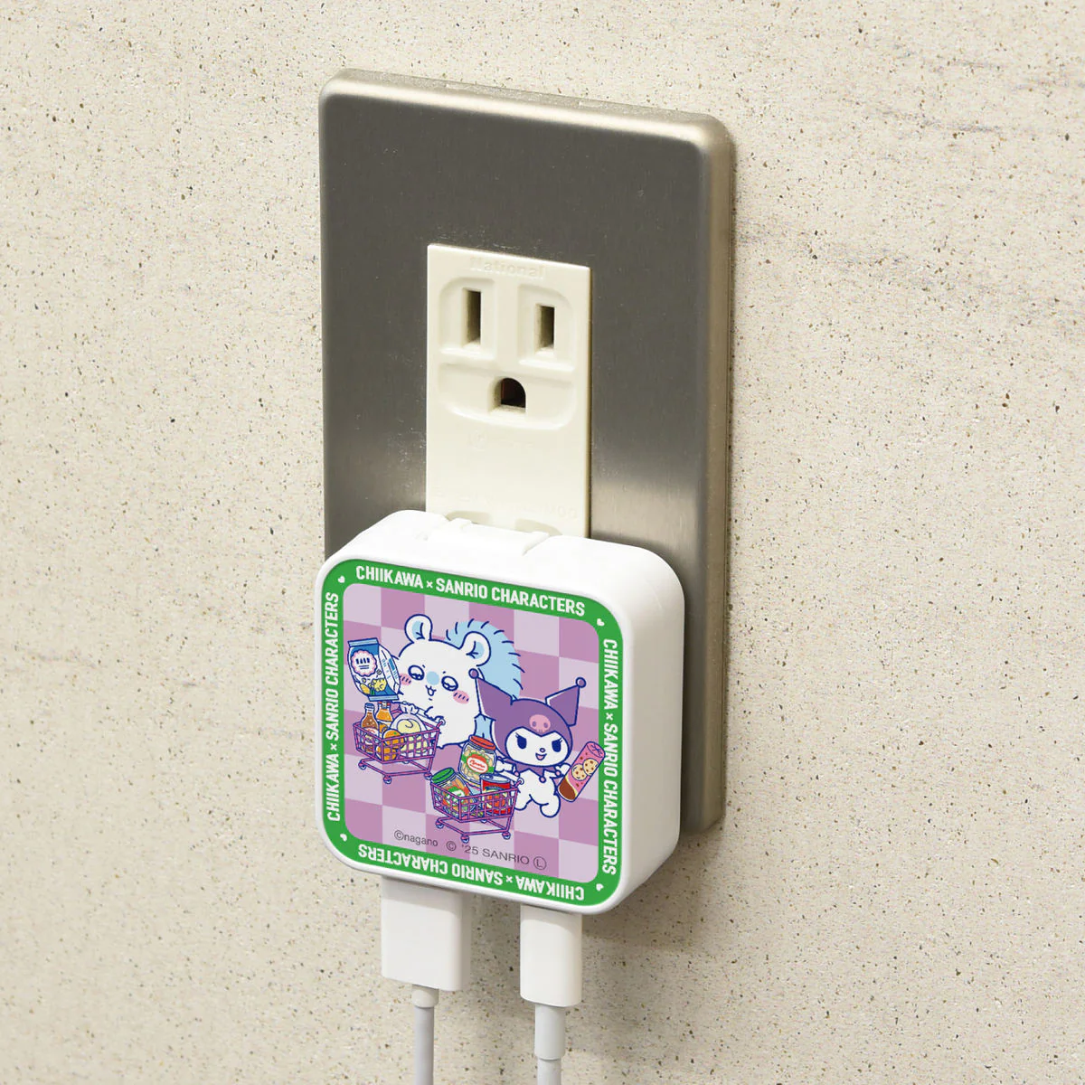 ちいかわ×サンリオキャラクターズ スーパーマーケットなUSB／USB Type-C ACアダプタ（モモンガ＆クロミ） - Image 2