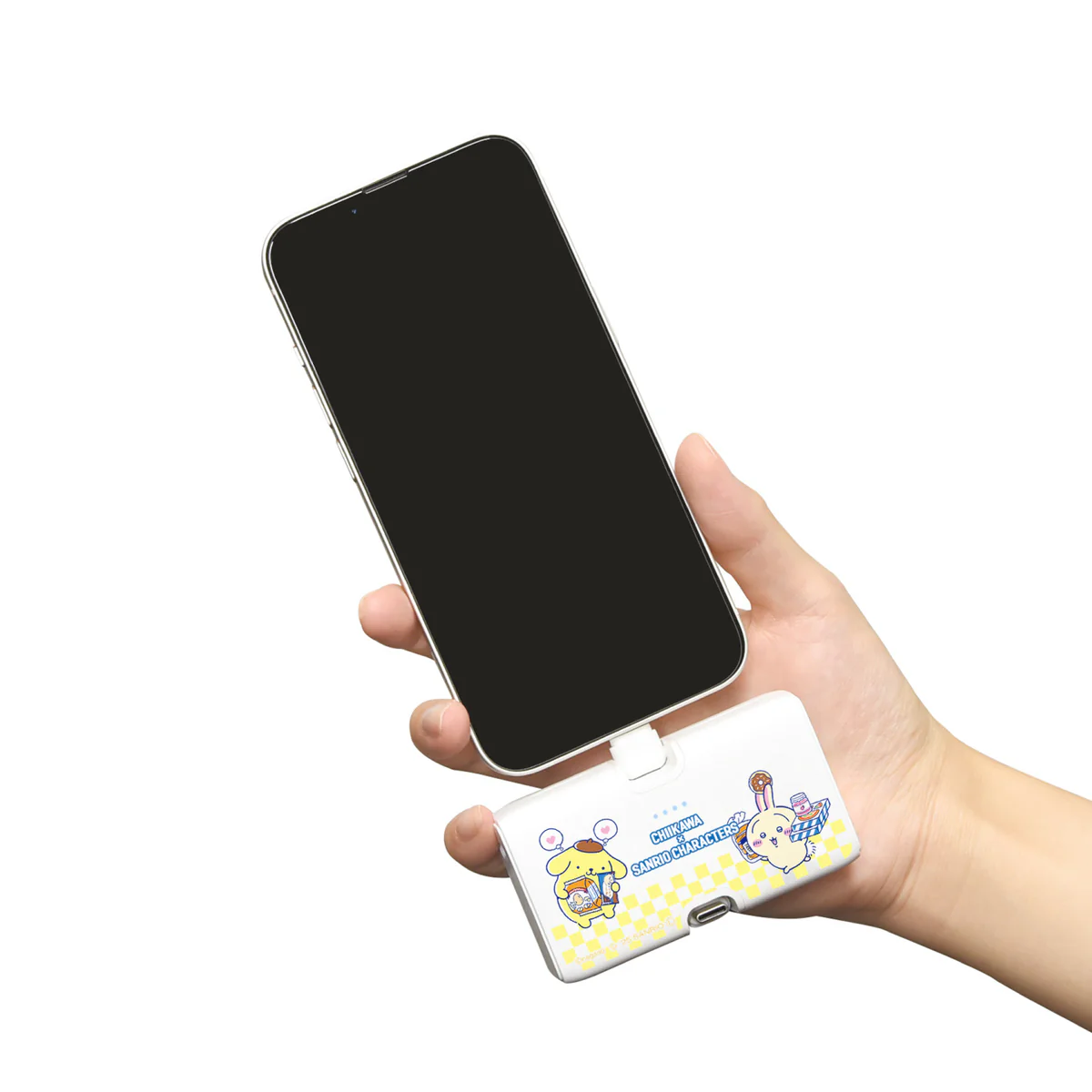 ちいかわ×サンリオキャラクターズ スーパーマーケットなLightning／Type-Cコネクタ付き リチウムイオン充電器 4000mAh（うさぎ＆ポムポムプリン） - Image 2