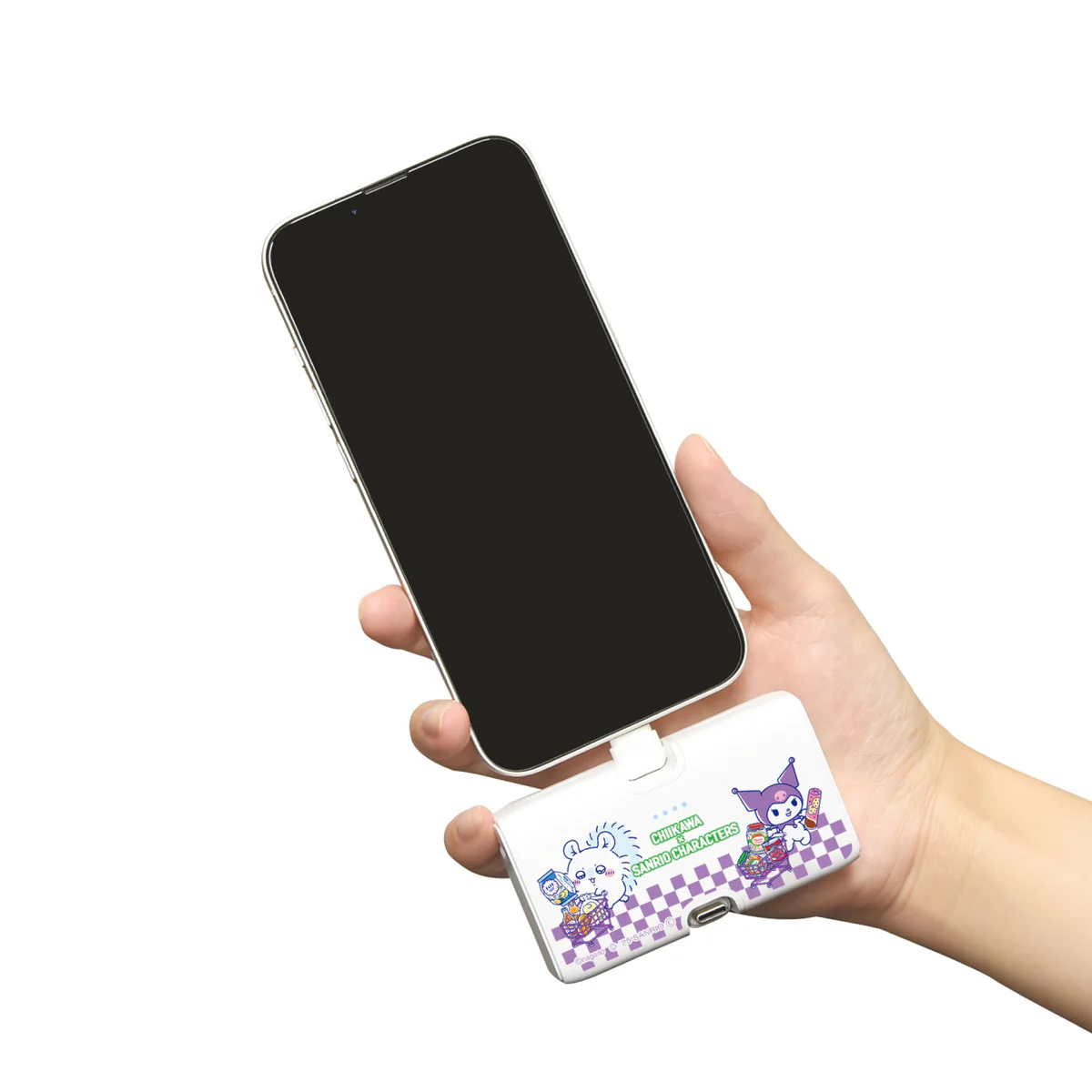 ちいかわ×サンリオキャラクターズ スーパーマーケットなLightning／Type-Cコネクタ付き リチウムイオン充電器 4000mAh（モモンガ＆クロミ） - Image 2