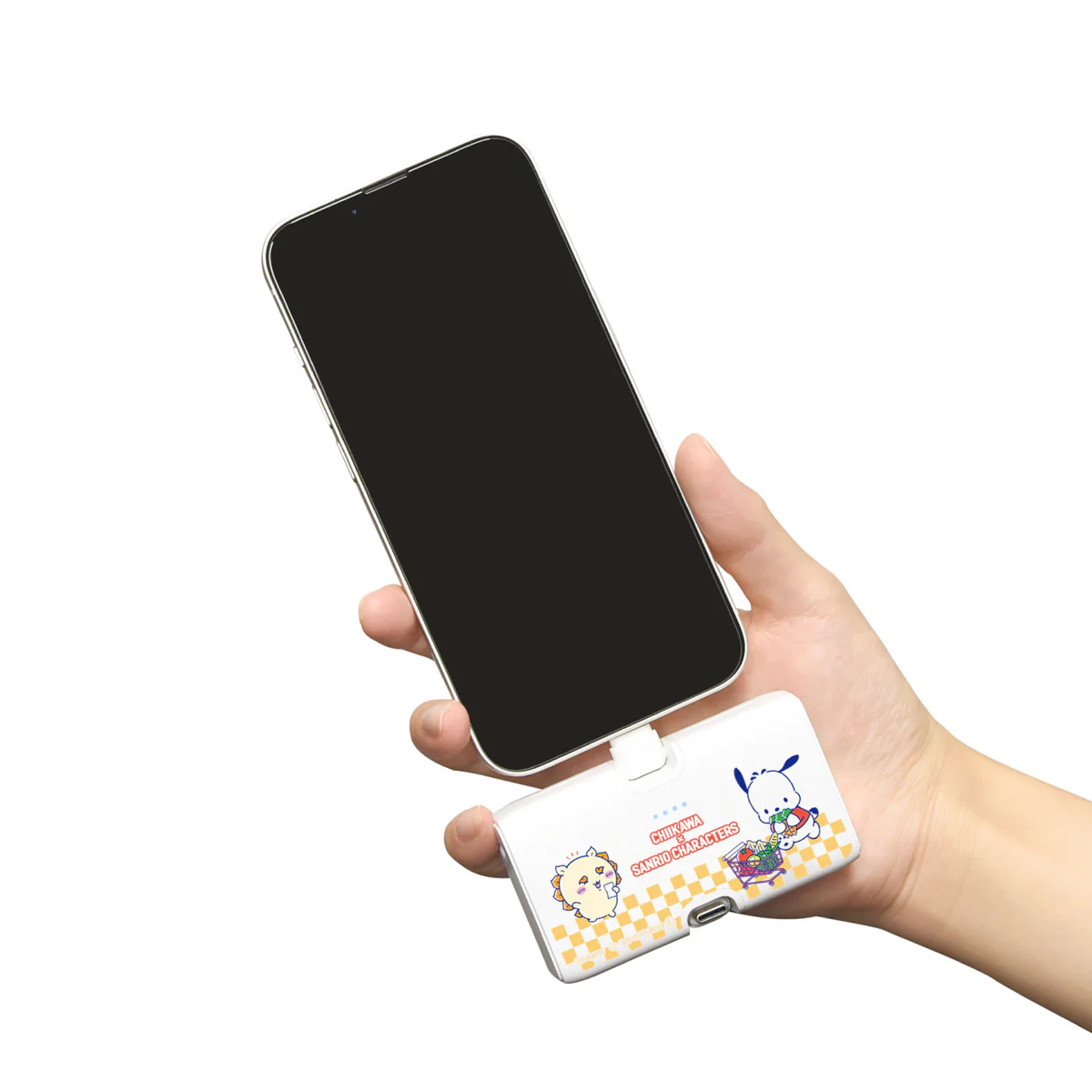 ちいかわ×サンリオキャラクターズ スーパーマーケットなLightning／Type-Cコネクタ付き リチウムイオン充電器 4000mAh（シーサー＆ポチャッコ） - Image 2