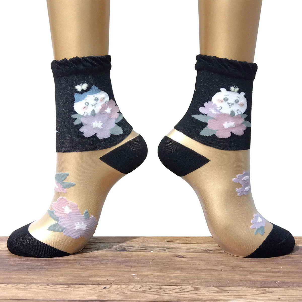 ちいかわ 薄手クルーソックス（シアー ブラック） レディース用 - Image 3