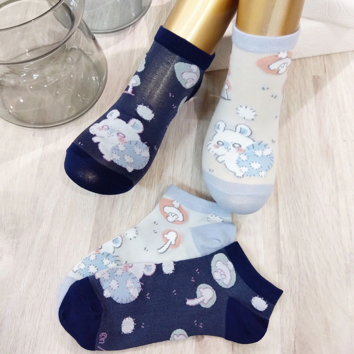 ちいかわ 薄手スニーカー丈ソックス(モモンガ採取 ネイビー) レディース用 - Image 3