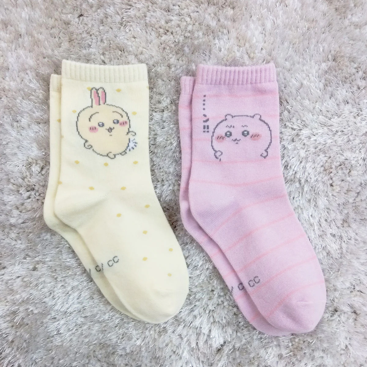 ちいかわ クルーソックス（ちいかわ決意 ピンク） - Image 2