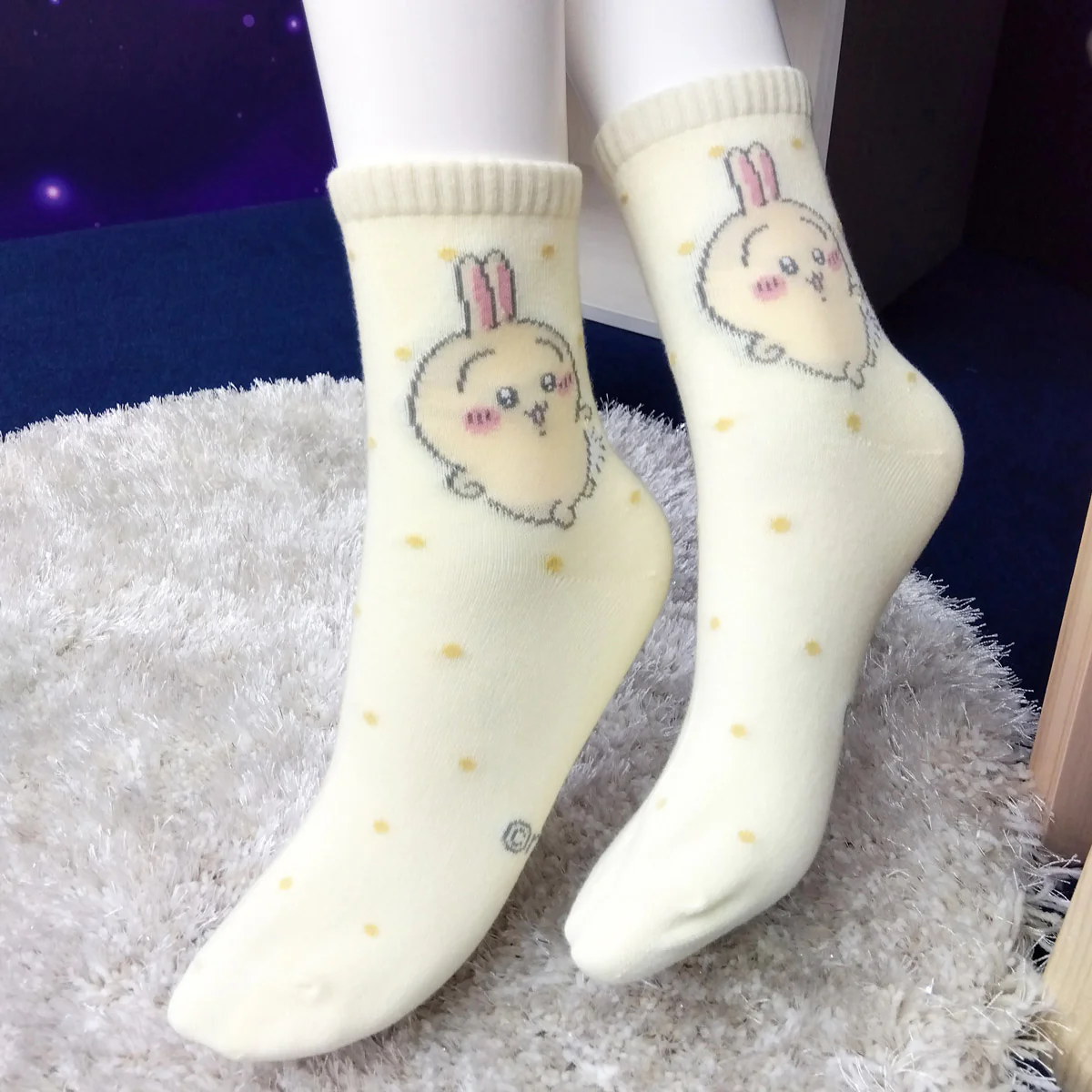 ちいかわ クルーソックス（うさぎドット クリーム） - Image 6