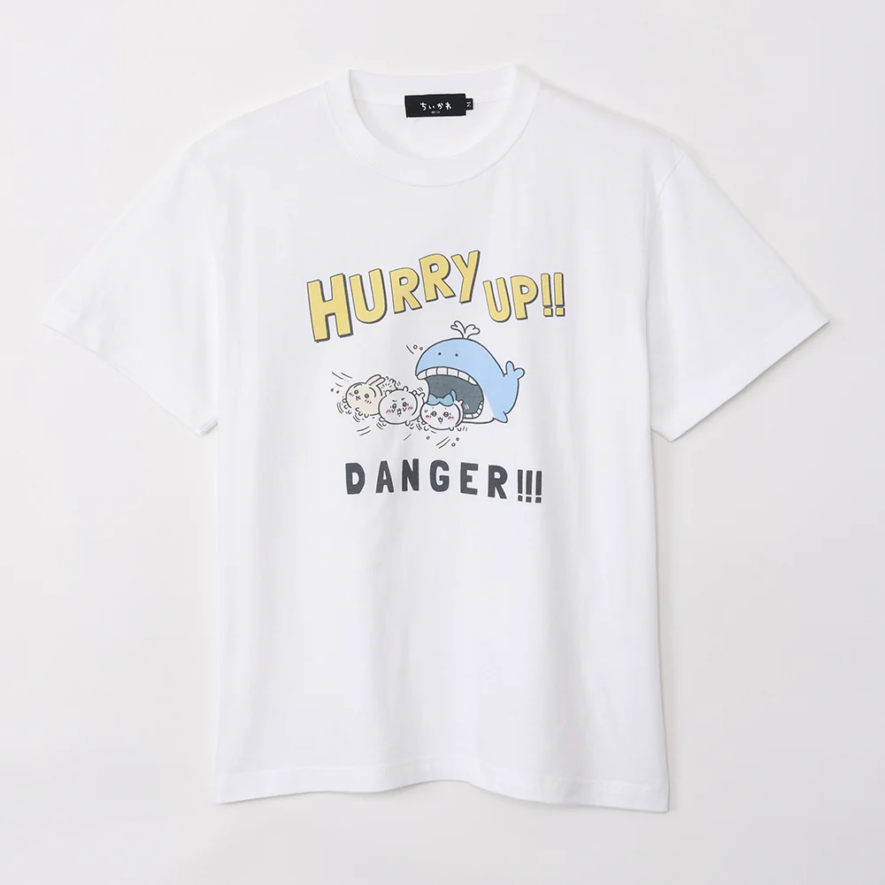 ちいかわ水族館 Tシャツ ハリーアップ ホワイト(イカミラー付)