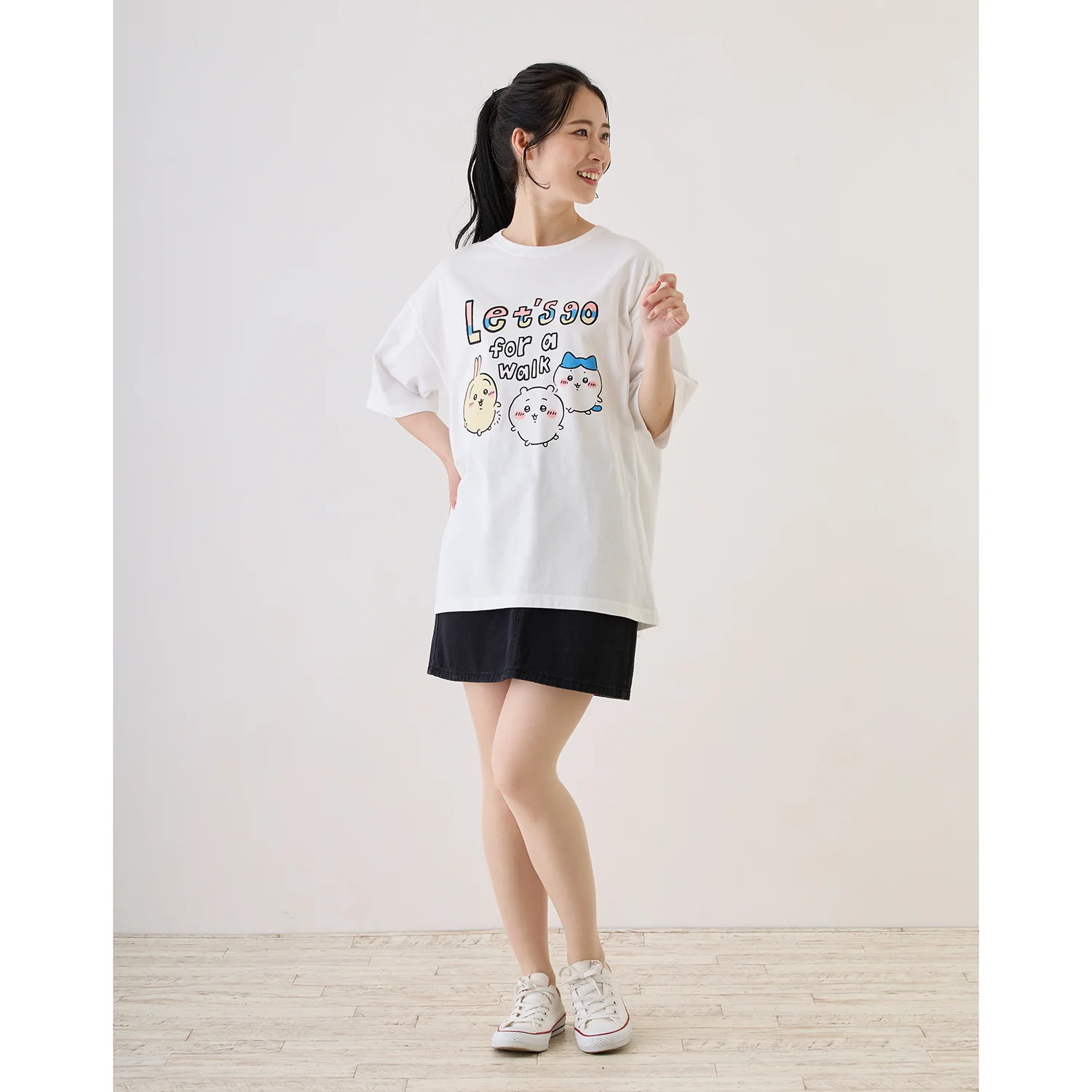 ちいかわ お出かけ楽しみ！な ビッグTシャツ お散歩 ホワイト - Image 6