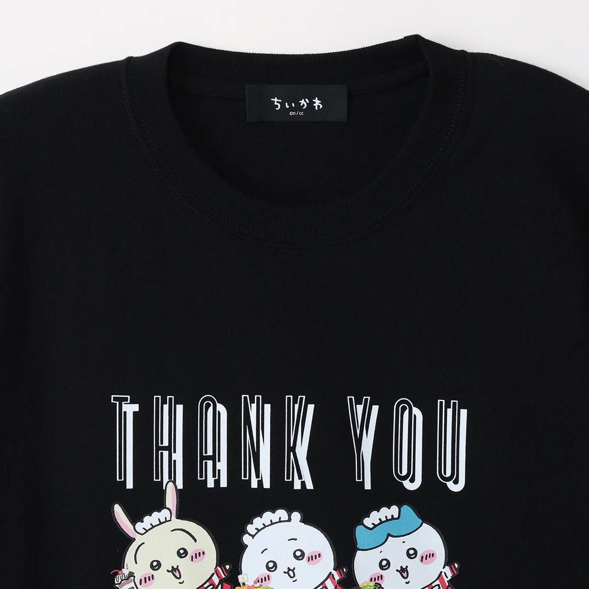 ちいかわ ちいかわレストラン Tシャツ THANK YOU FOR WAITING ブラック - Image 3