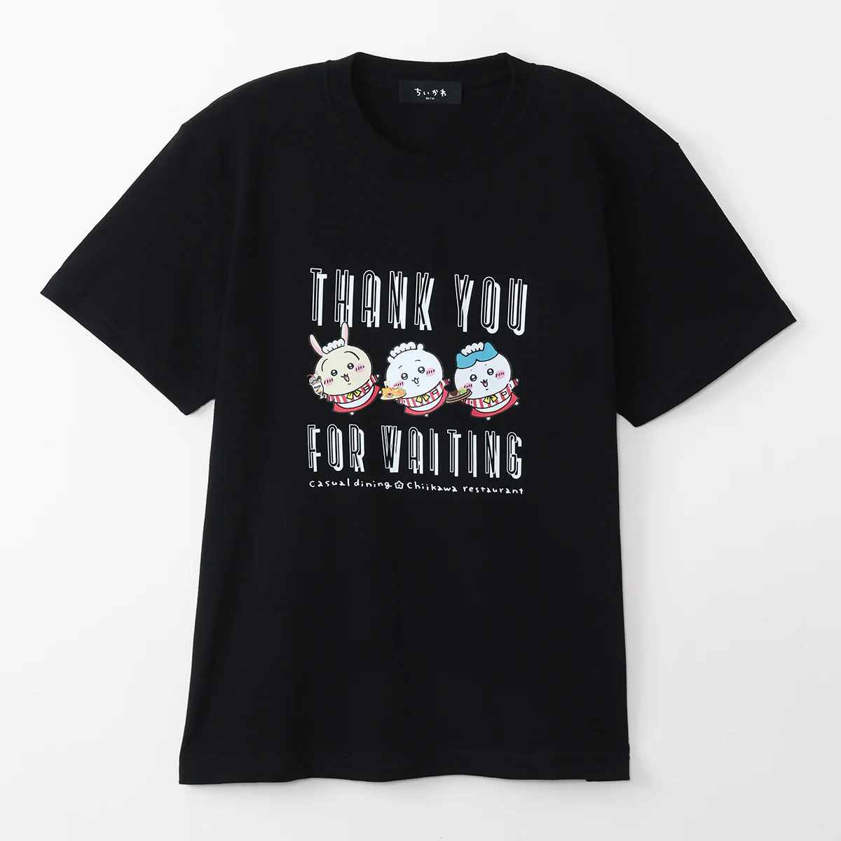 ちいかわ ちいかわレストラン Tシャツ THANK YOU FOR WAITING ブラック - Image 4
