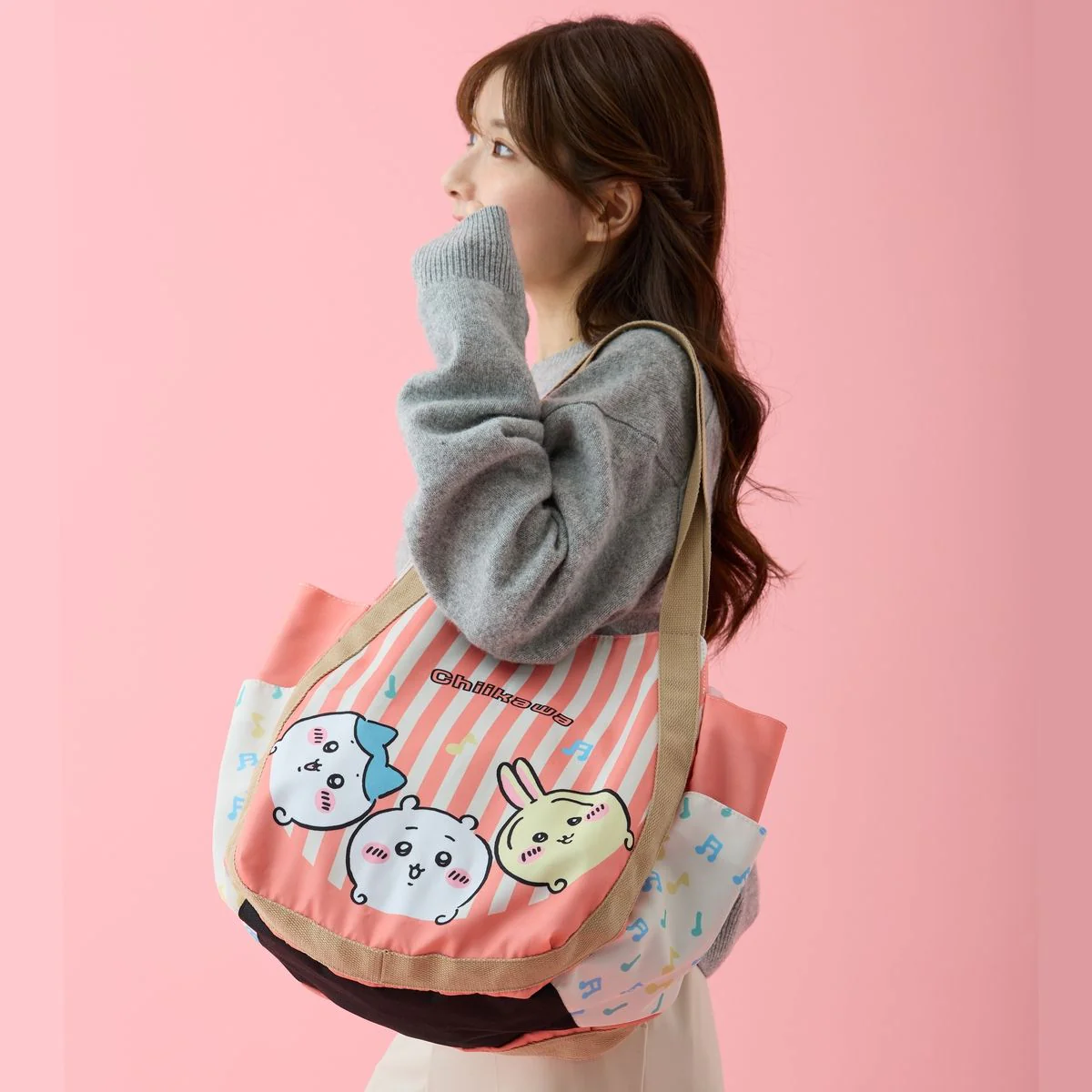 ちいかわ バルーンバッグ ストライプ ピンク - Image 5