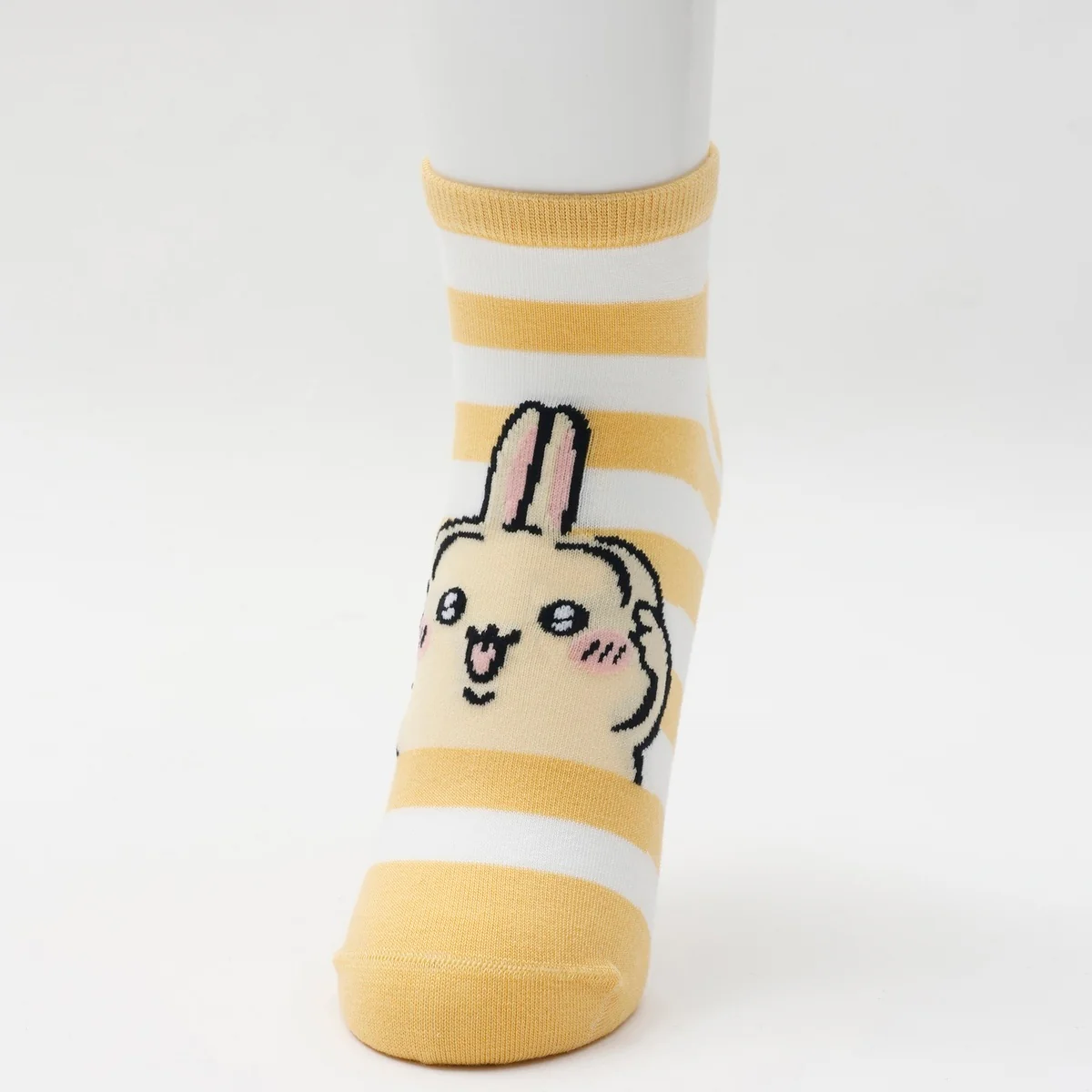 ちいかわ クルーソックス うさぎピース イエローボーダー - Image 5