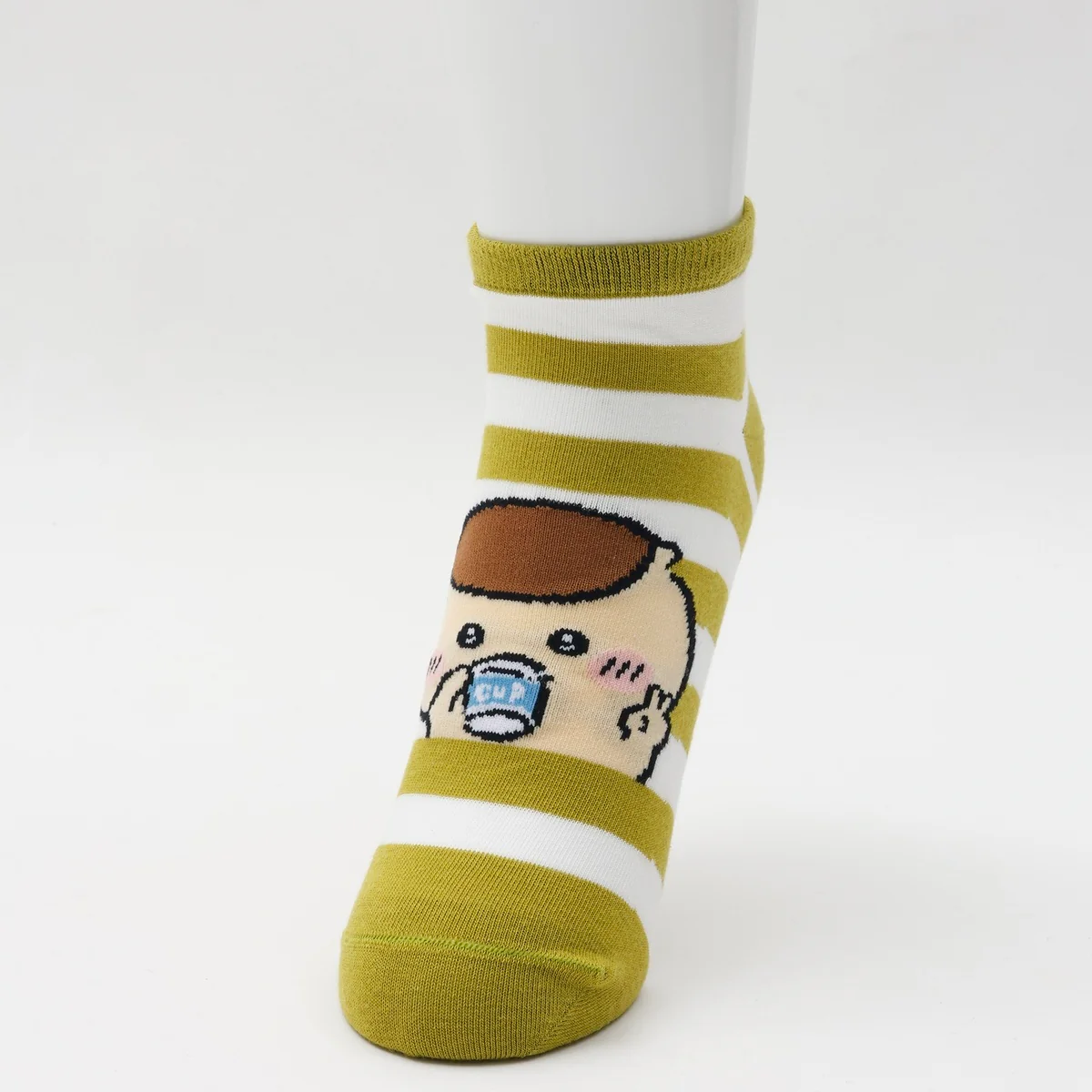 ちいかわ クルーソックス くりまんじゅうピース グリーンボーダー - Image 5