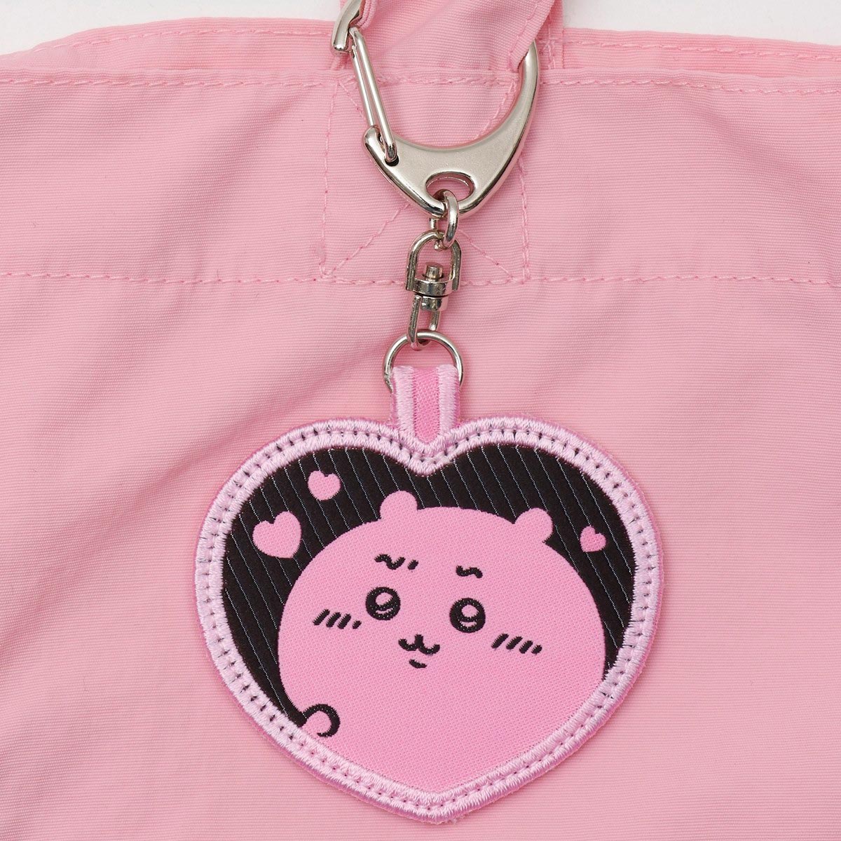 ちいかわ 刺繍トートバッグ ちいかわハート ピンク  (刺繍キーホルダー付) - Image 3