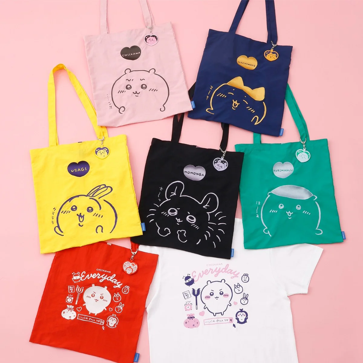 ちいかわ 刺繍トートバッグ ハチワレハート ブルー  (刺繍キーホルダー付) - Image 10
