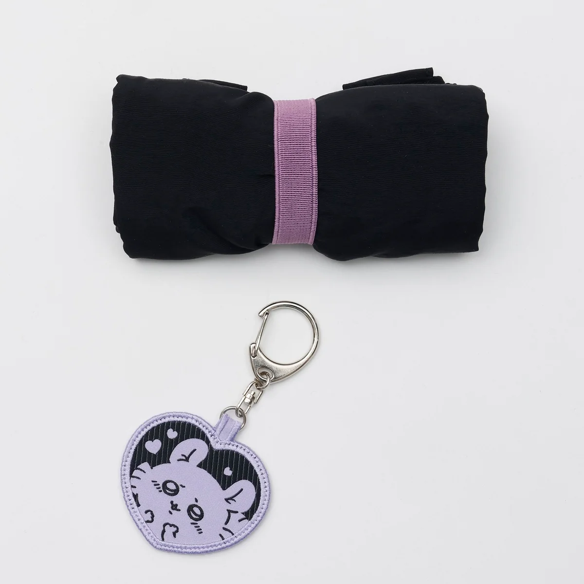 ちいかわ 刺繍トートバッグ モモンガハート ブラック  (刺繍キーホルダー付) - Image 8
