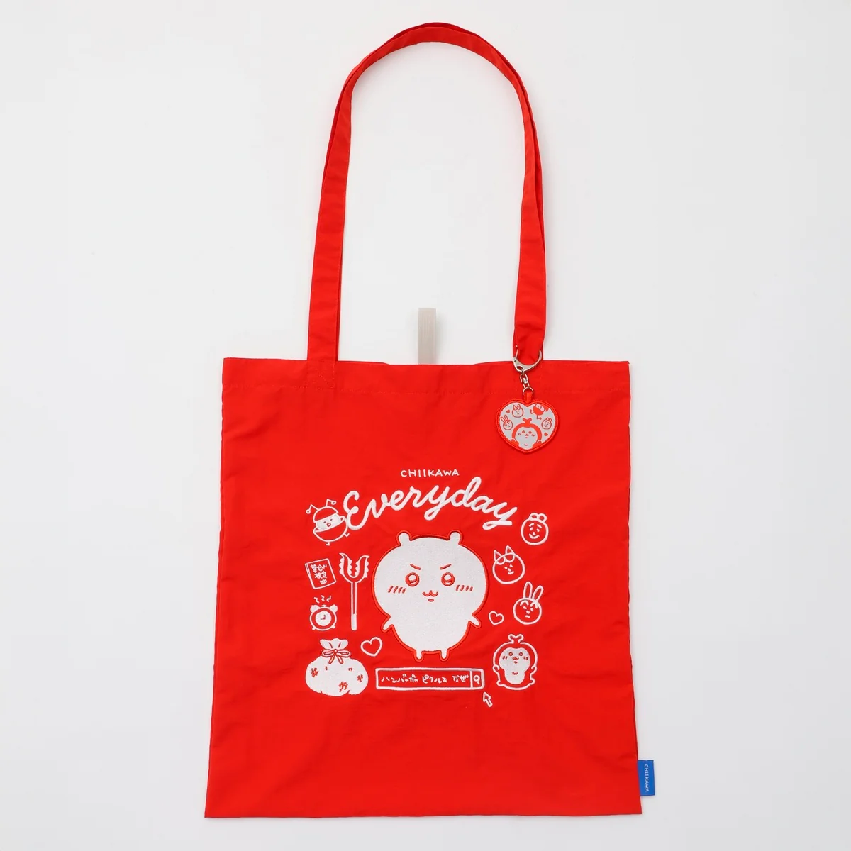 ちいかわ 刺繍トートバッグ ちいかわの毎日 レッド (刺繍キーホルダー付)