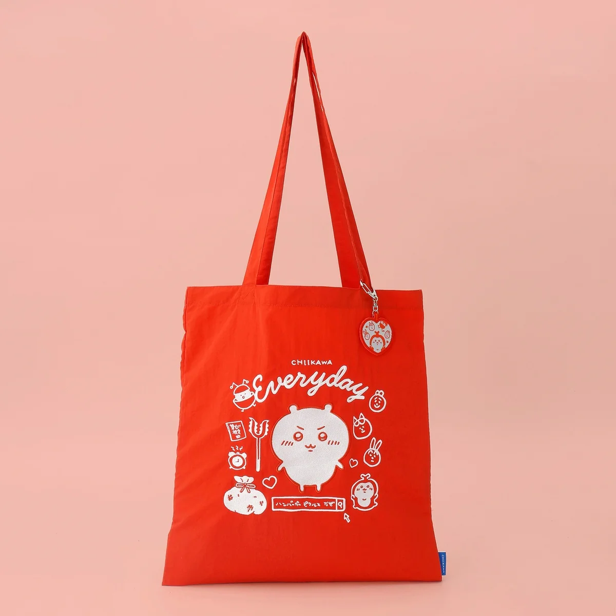 ちいかわ 刺繍トートバッグ ちいかわの毎日 レッド (刺繍キーホルダー付) - Image 9