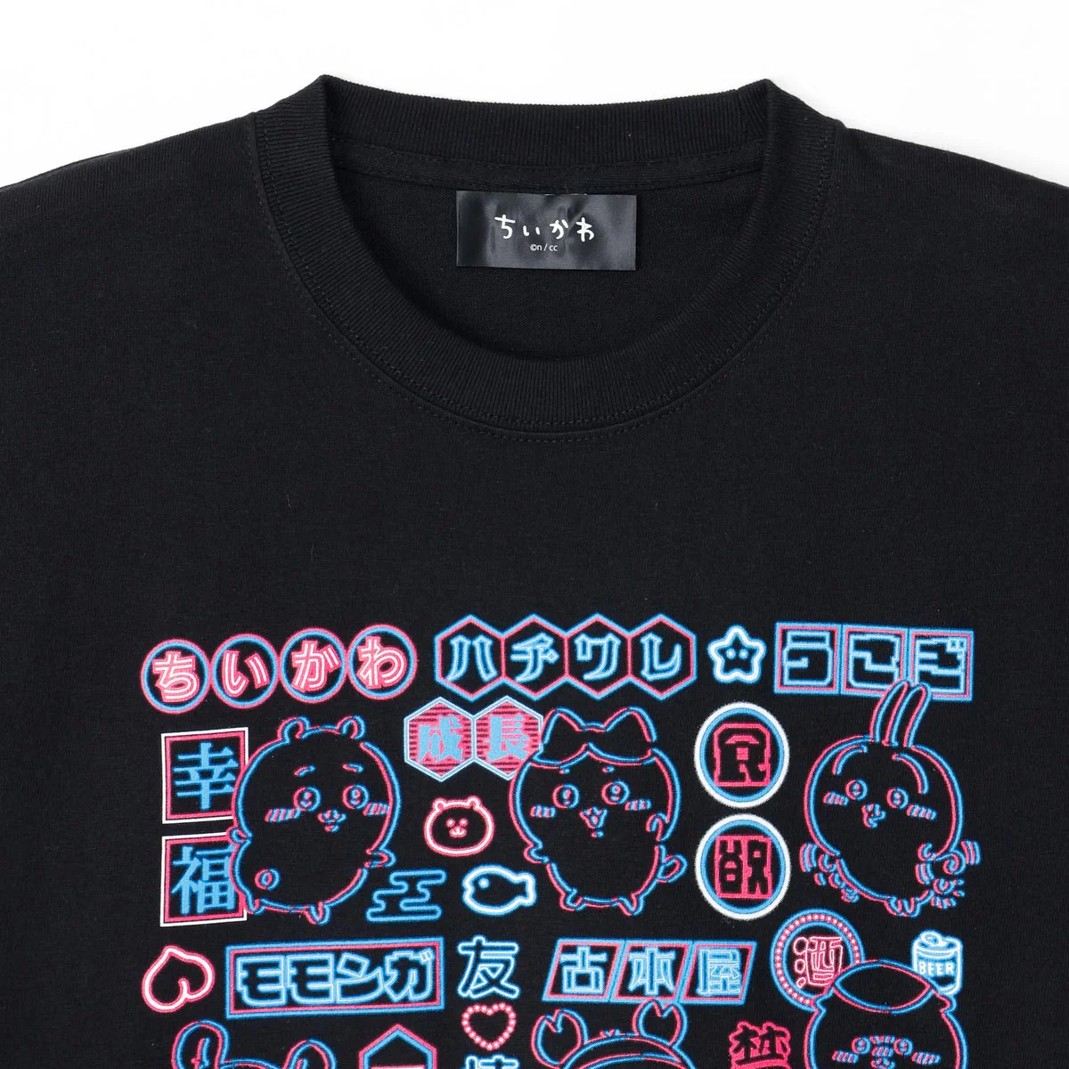 ちいかわ トーキョーちいかわ Tシャツ ネオン ブラック - Image 2