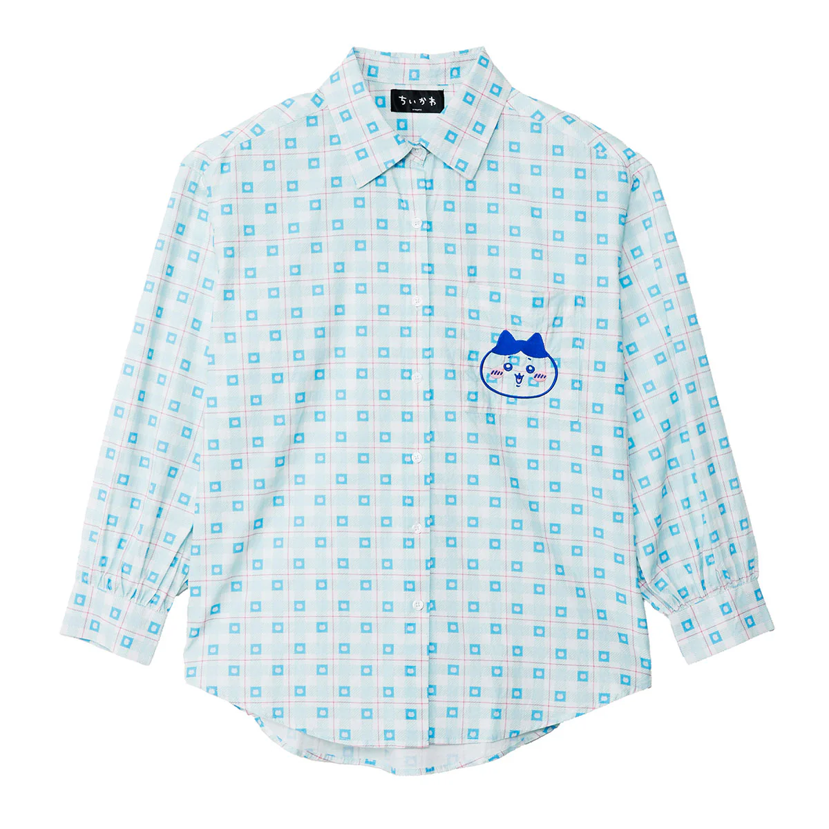 ちいかわ チェックシリーズ シャツ ハチワレ ブルー - Image 10