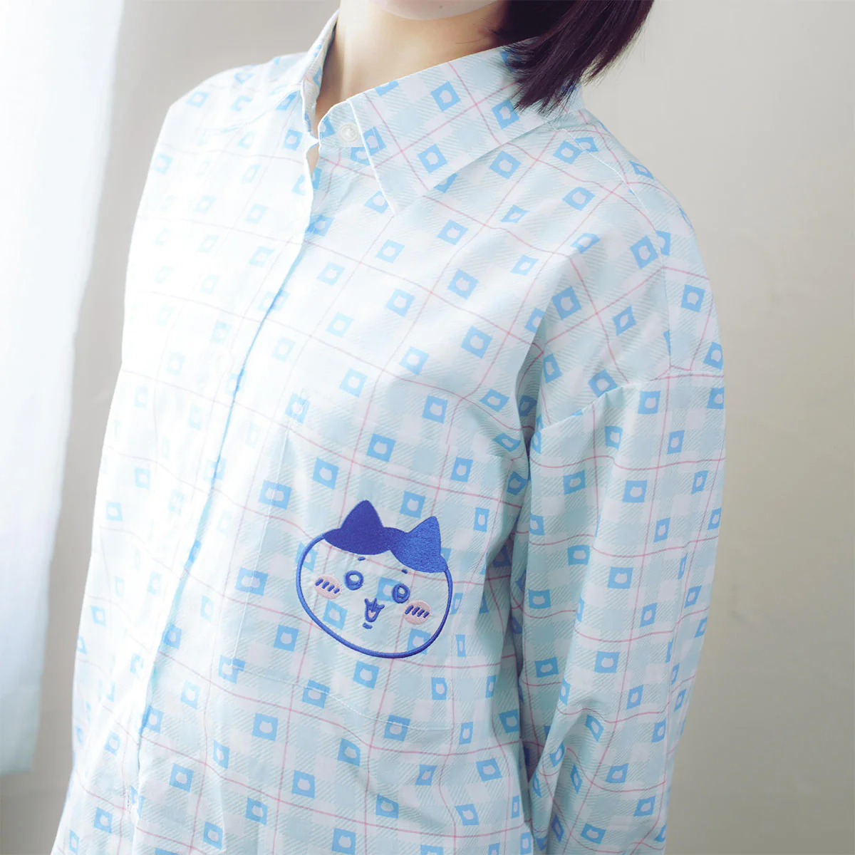 ちいかわ チェックシリーズ シャツ ハチワレ ブルー - Image 6