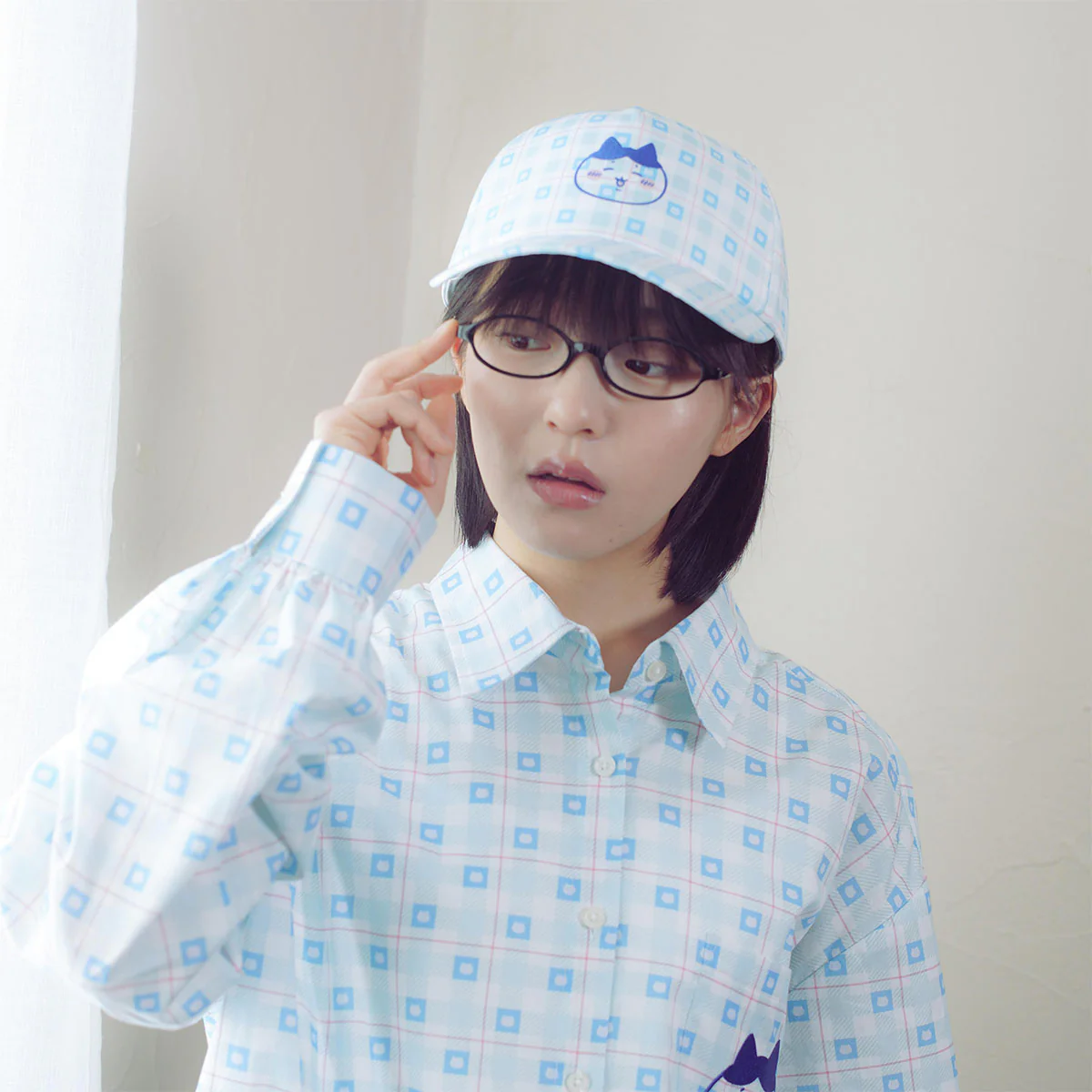 ちいかわ チェックシリーズ CAP ハチワレ ブルー - Image 3