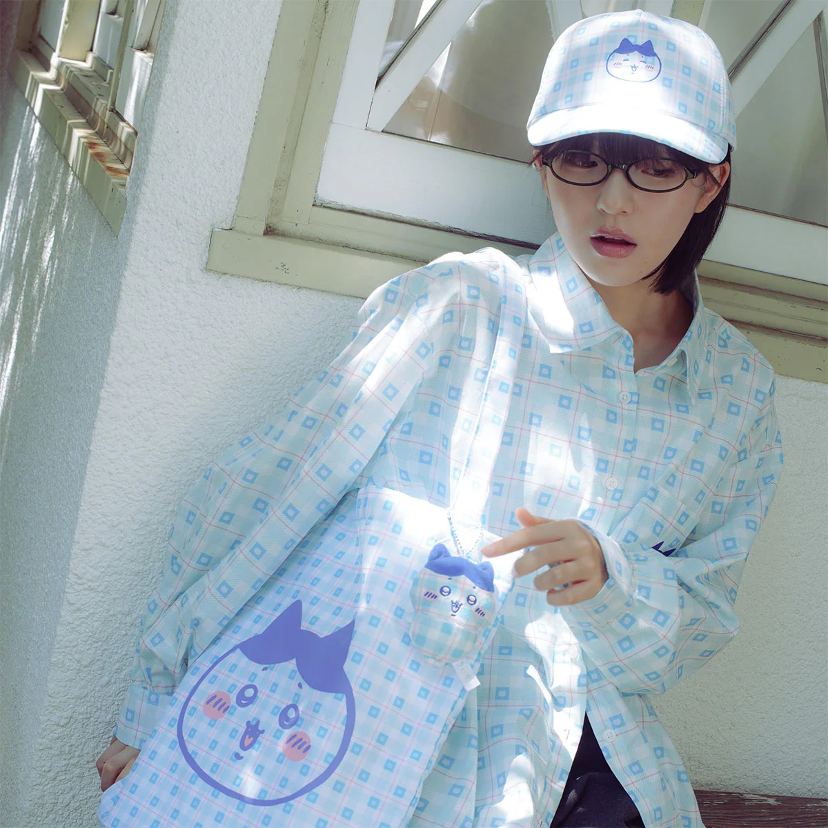 ちいかわ チェックシリーズ CAP ハチワレ ブルー - Image 5