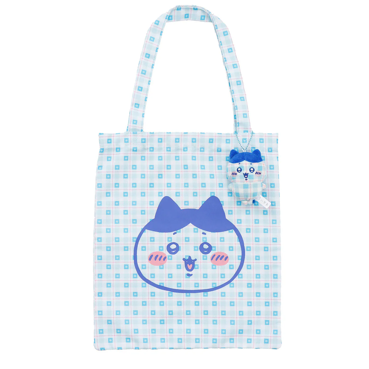 ちいかわ チェックシリーズ トートバッグ（チャーム付き）ハチワレ ブルー - Image 6
