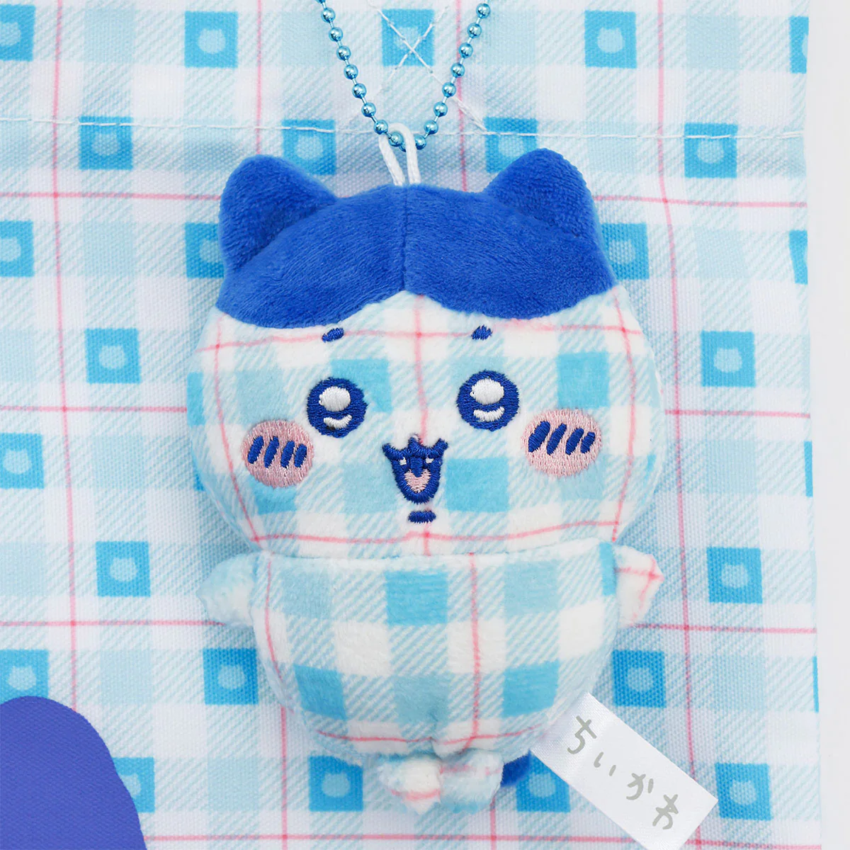 ちいかわ チェックシリーズ トートバッグ（チャーム付き）ハチワレ ブルー - Image 8