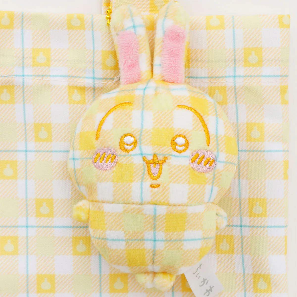 ちいかわ チェックシリーズ トートバッグ(チャーム付き)うさぎ イエロー - Image 7