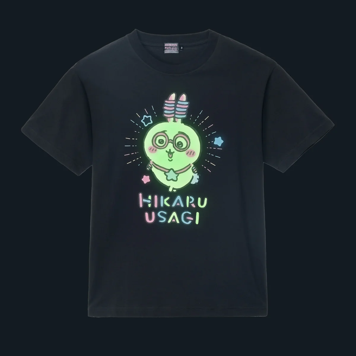 ちいかわ ちいかわパーク 蓄光Tシャツ 光るうさぎ ブラック - Image 3