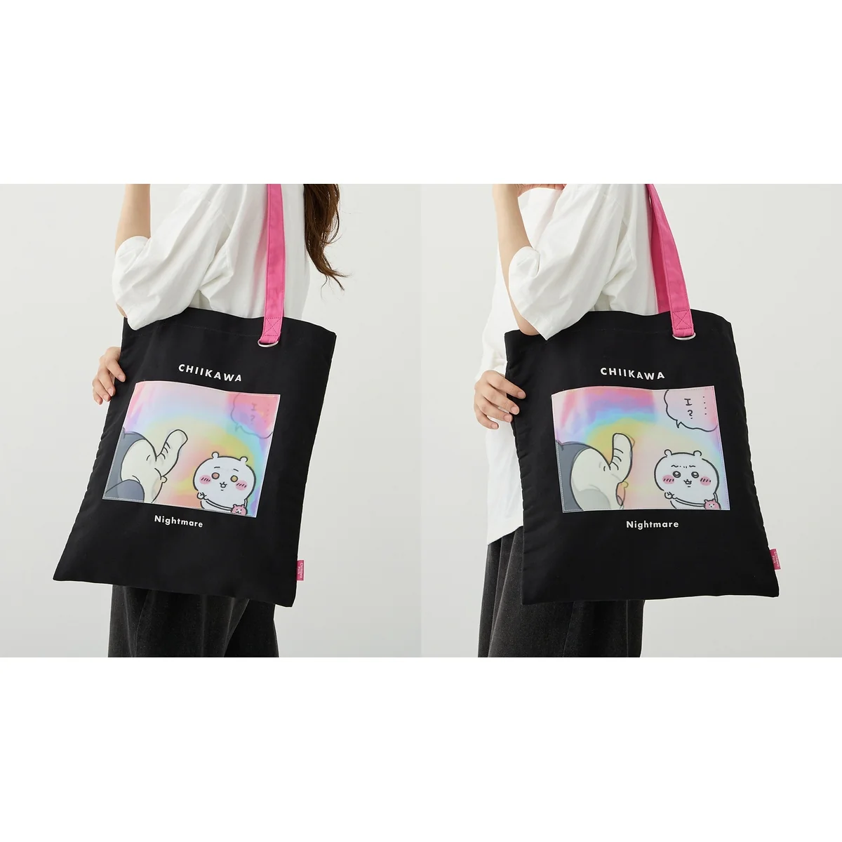 ちいかわ ちいかわパーク レンチキュラートートバッグ 悪夢 ブラック/ピンク - Image 2