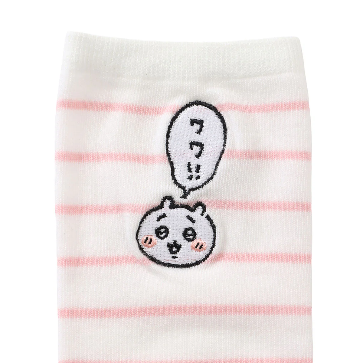 ちいかわ クルーソックス ワンポイント刺繍 ちいかわボーダー ピンク - Image 5