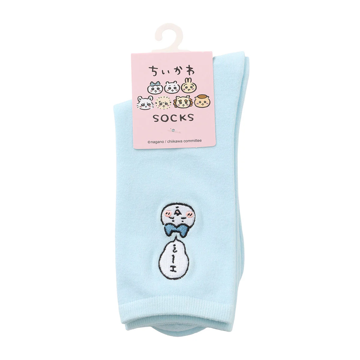 ちいかわ クルーソックス ワンポイント刺繍 ハチワレ サックス - Image 6