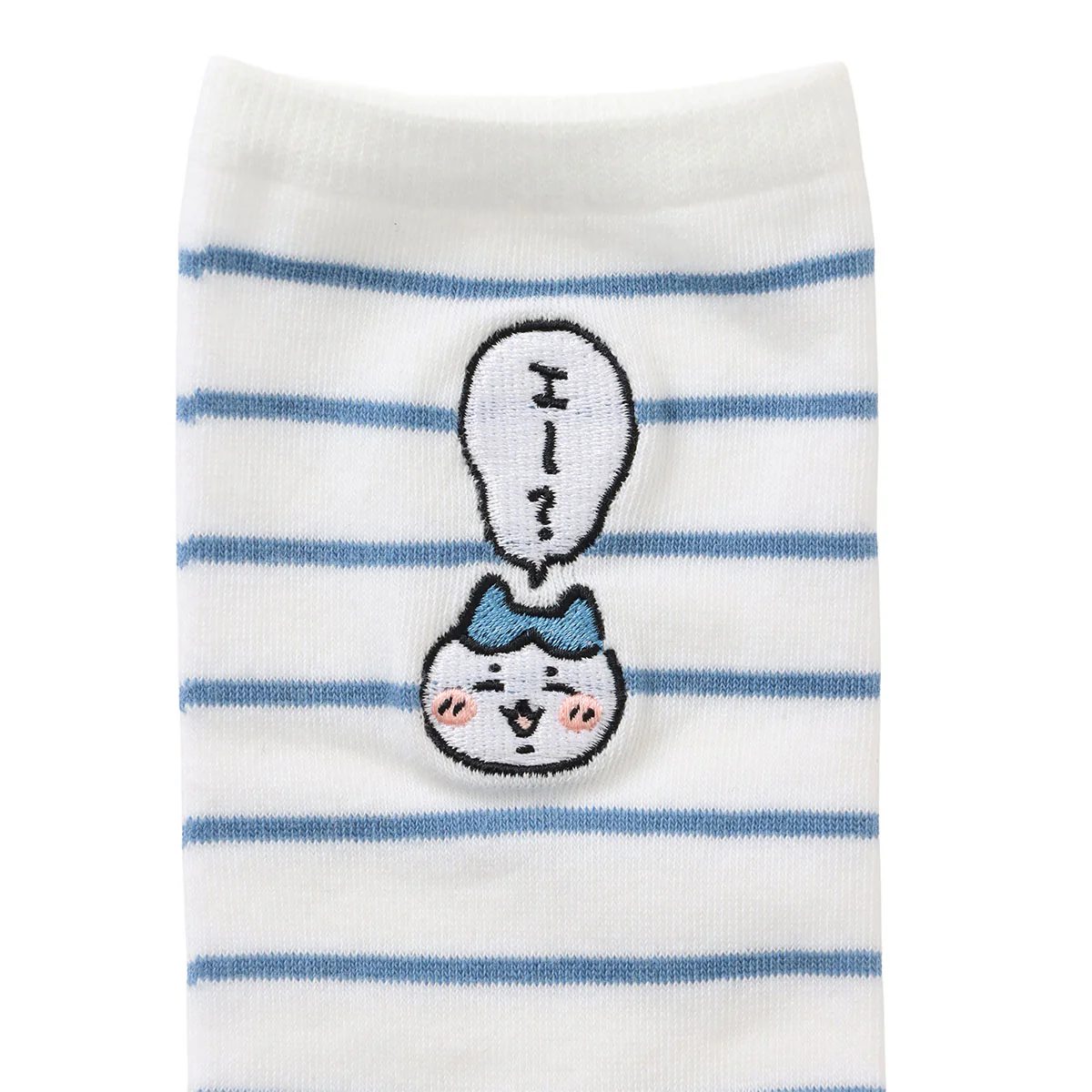 ちいかわ クルーソックス ワンポイント刺繍 ハチワレボーダー ブルー - Image 5