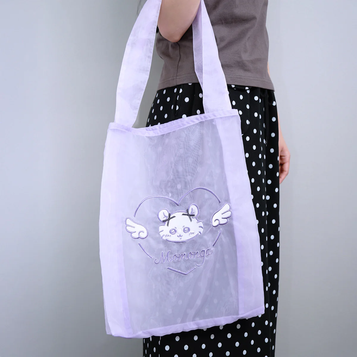 ちいかわ Go!HARAJUKU オーガンジーバッグ リボンリボン モモンガ パープル - Image 2