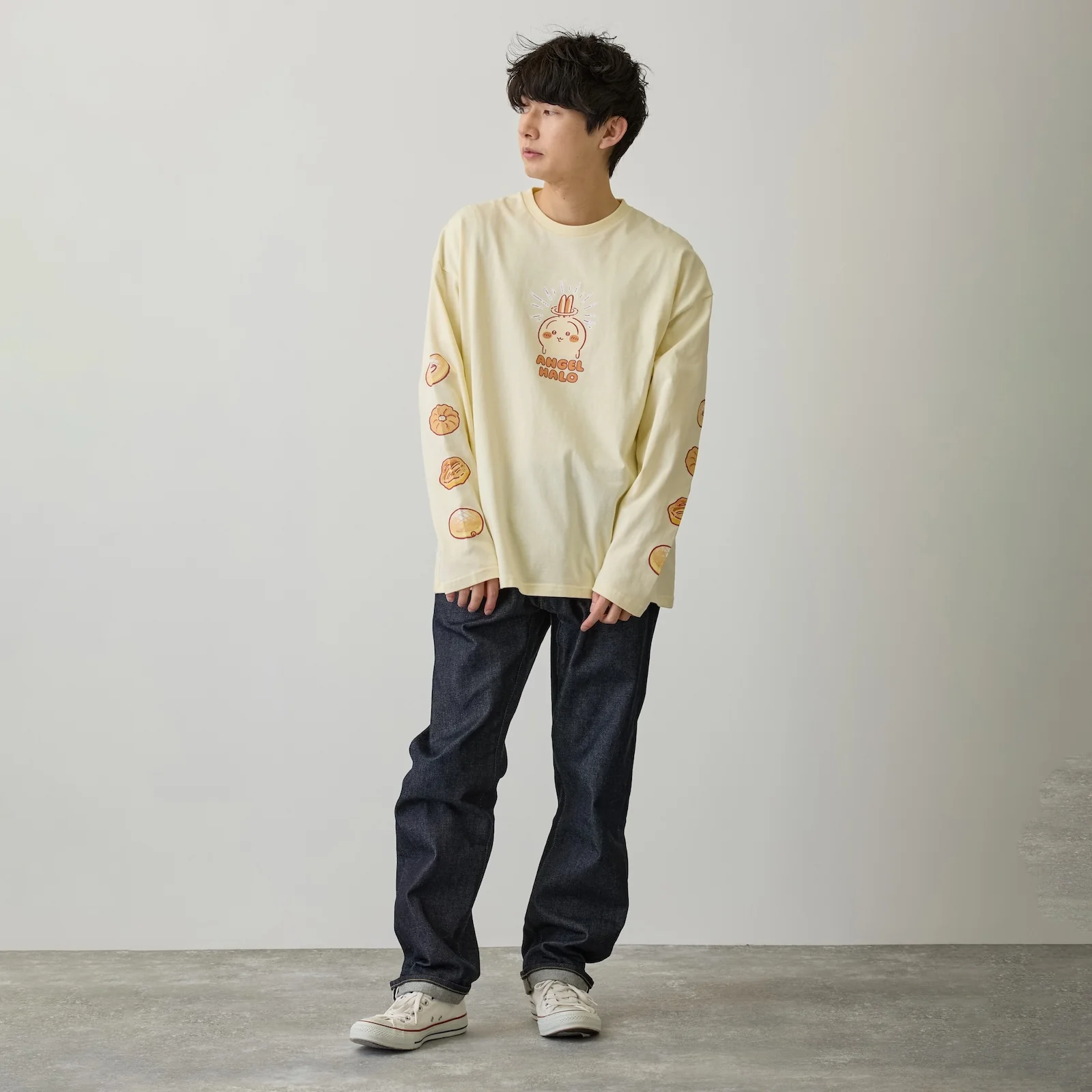 ちいかわ 長袖Tシャツ ドーナッツ イエローベージュ - Image 4
