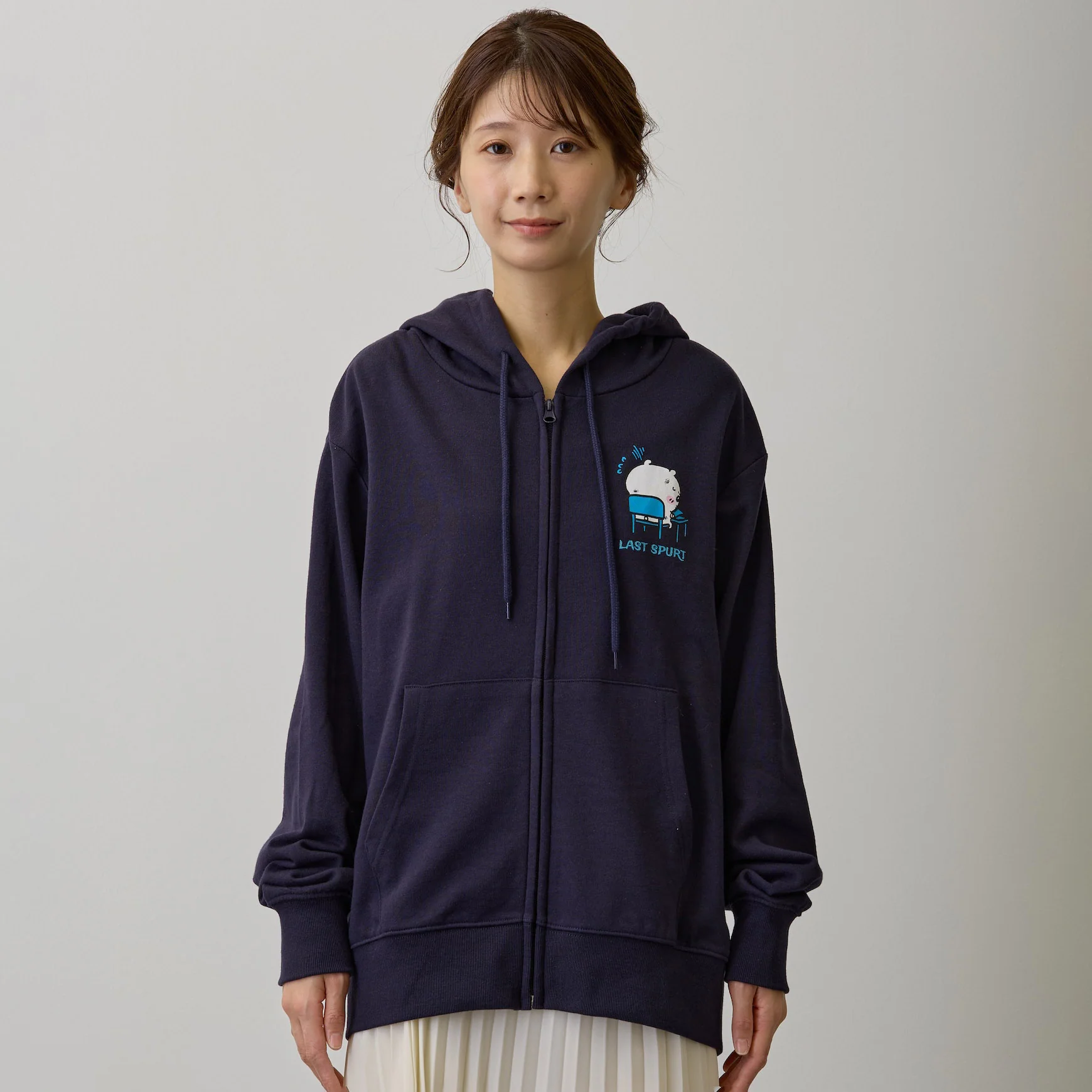 ちいかわ ZIPパーカー 試験だ ネイビー - Image 3