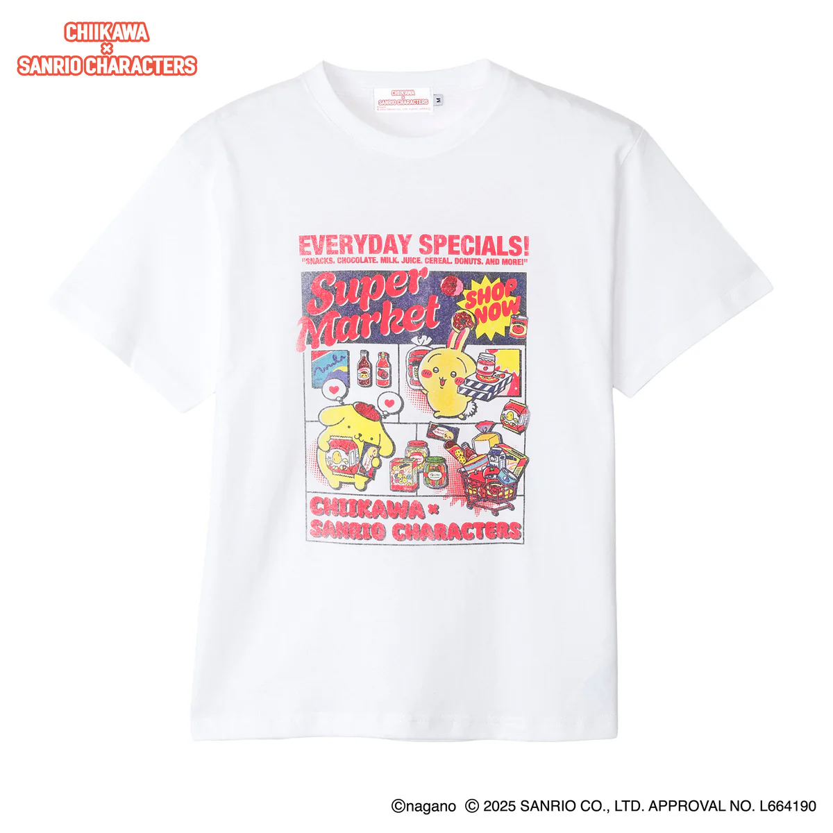 ちいかわ×サンリオキャラクターズ スーパーマーケットなTシャツ うさぎ・ポムポムプリン ホワイト - Image 4