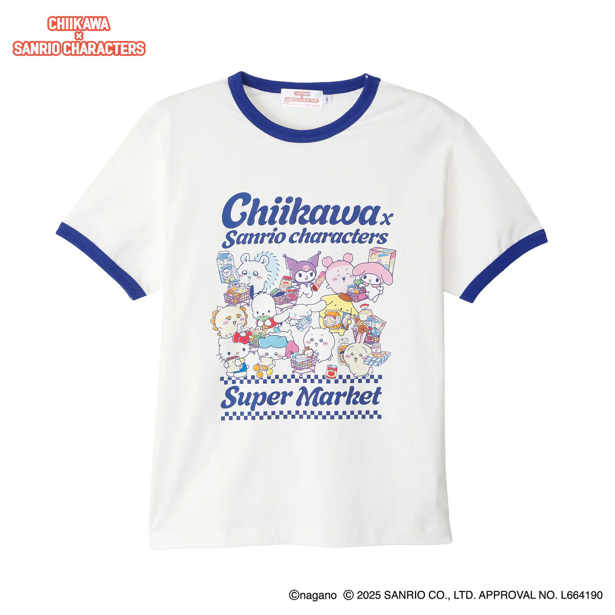 ちいかわ×サンリオキャラクターズ スーパーマーケットなTシャツ みんな バニラホワイト - Image 4