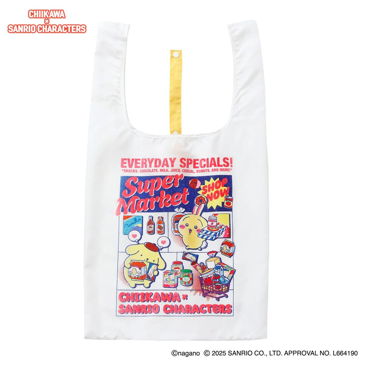 ちいかわ×サンリオキャラクターズ スーパーマーケットなエコバッグ うさぎ・ポムポムプリン ホワイト - Image 4