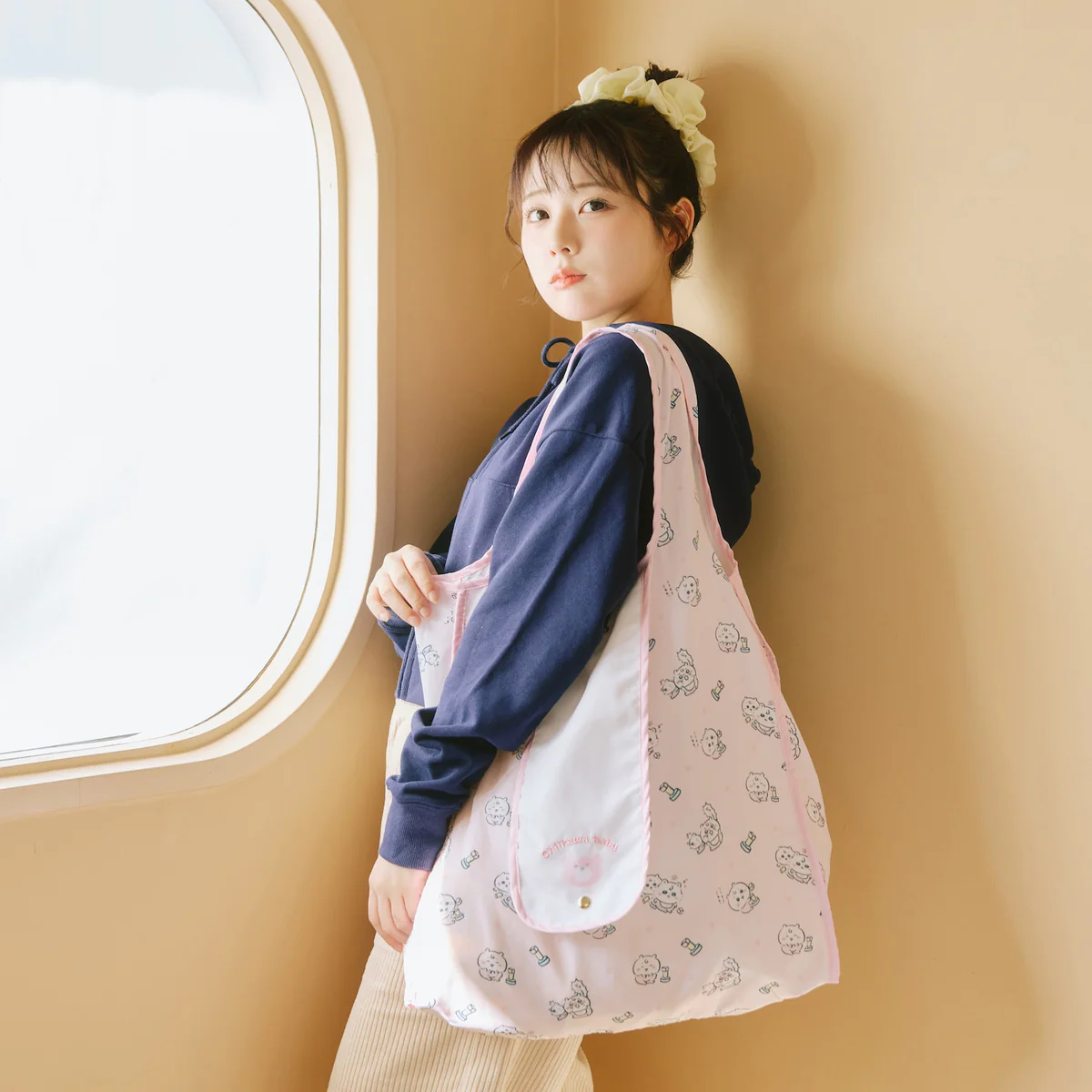 ちいかわ Chiikawa Baby エコバッグ 積み木崩されちゃった ピンク - Image 2