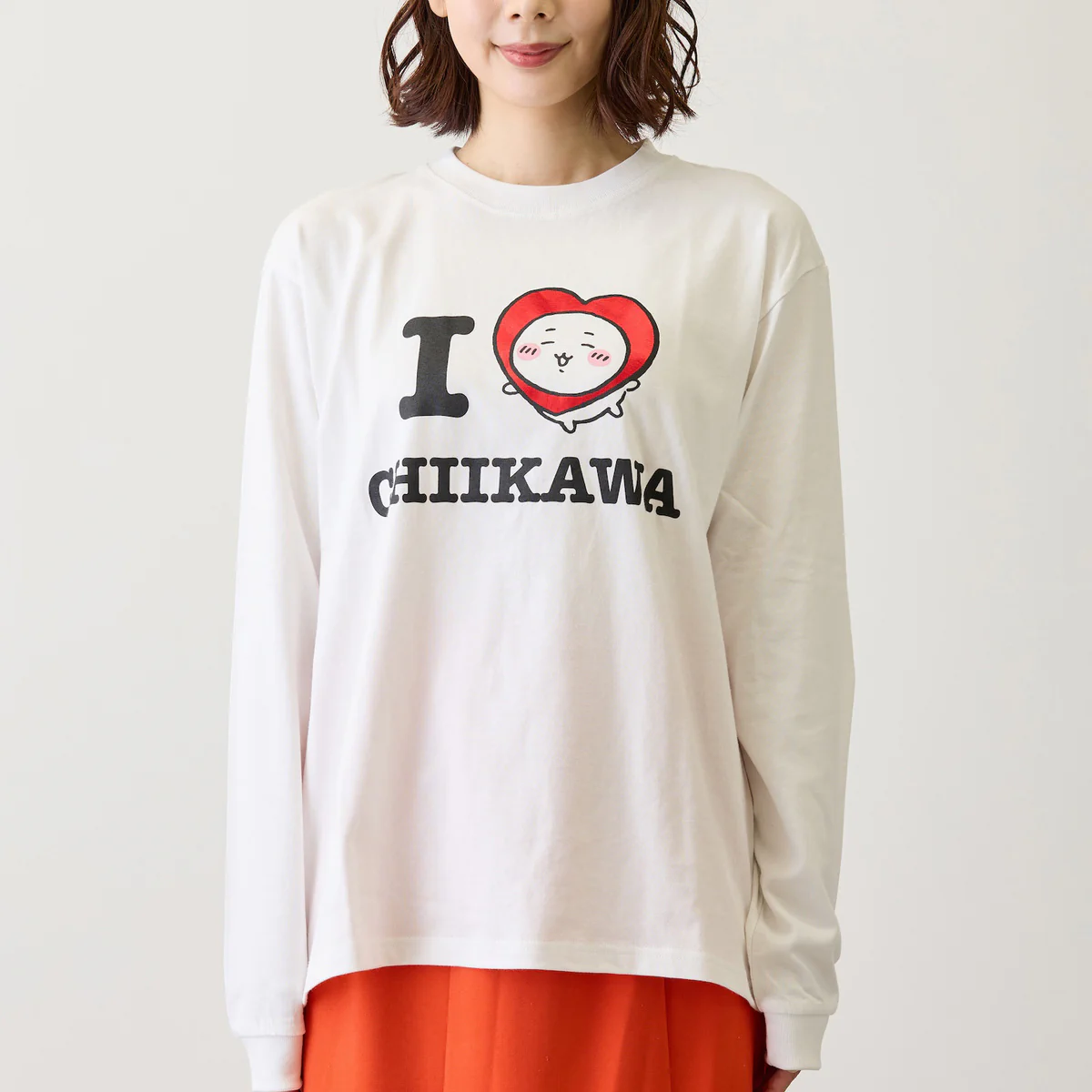 ちいかわ 長袖Tシャツ I LOVE CHIIKAWA ホワイト - Image 4