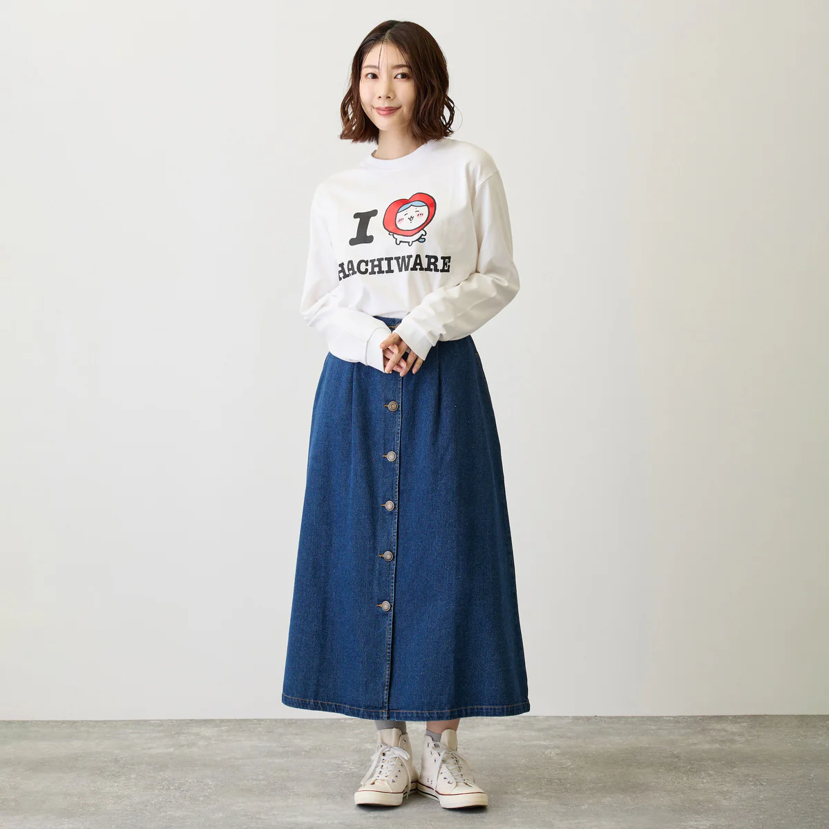ちいかわ 長袖Tシャツ I LOVE HACHIWARE ホワイト - Image 8