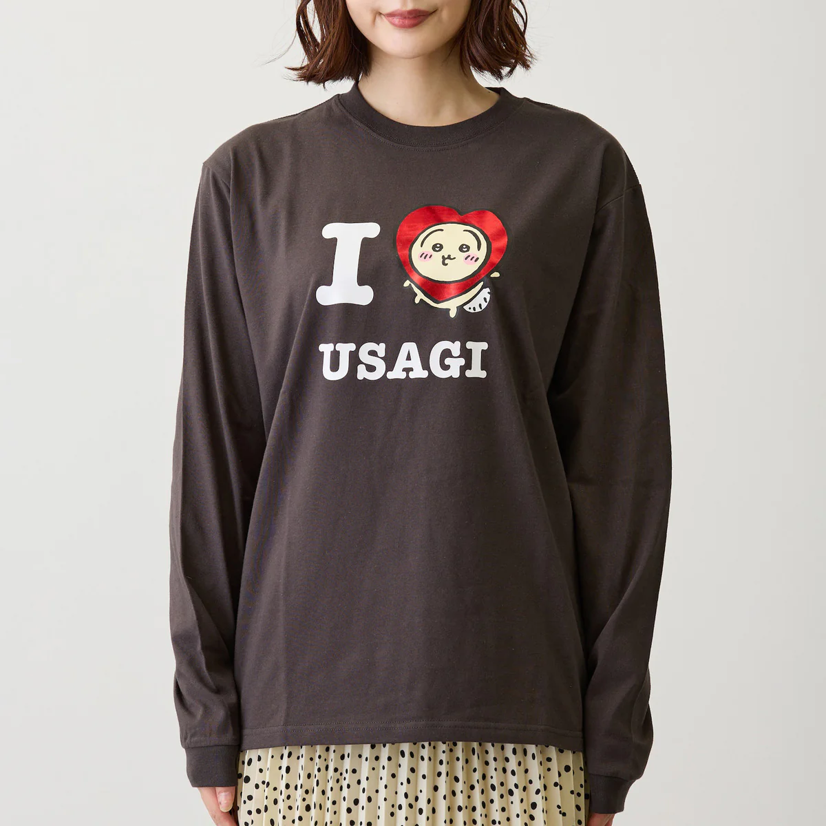 ちいかわ 長袖Tシャツ I LOVE USAGI スミ - Image 4