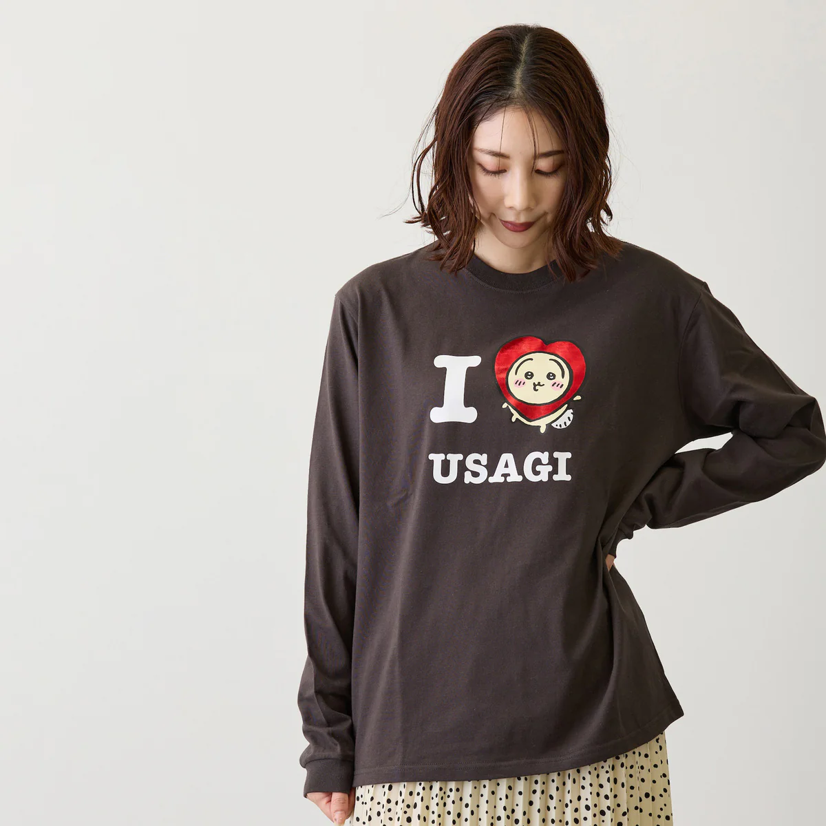 ちいかわ 長袖Tシャツ I LOVE USAGI スミ - Image 7