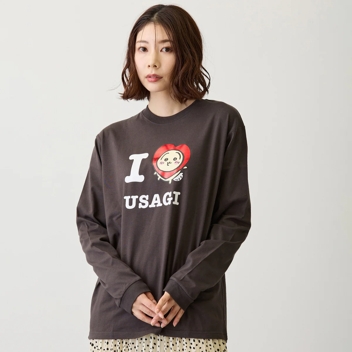 ちいかわ 長袖Tシャツ I LOVE USAGI スミ - Image 8