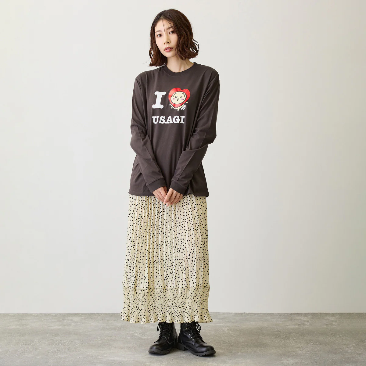 ちいかわ 長袖Tシャツ I LOVE USAGI スミ - Image 9