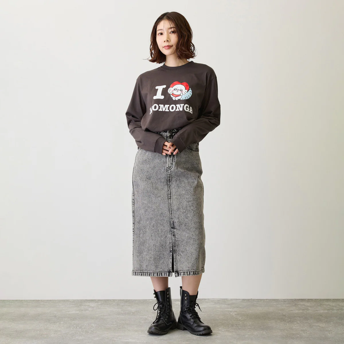 ちいかわ 長袖Tシャツ I LOVE MOMONGA スミ - Image 8